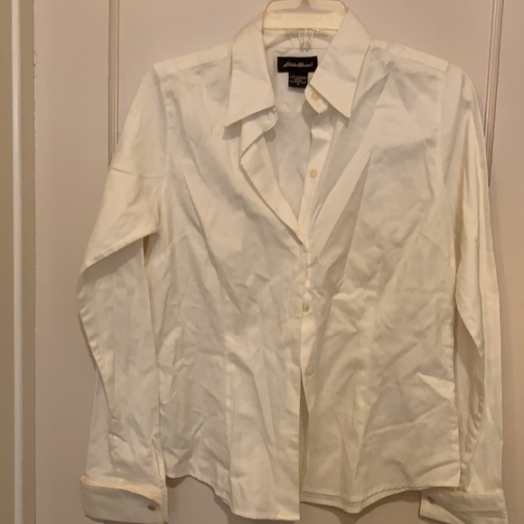 EDDIE BAUER LONG SLEEVE BLOUSE SZ S CUFF LINKS
